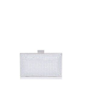 AQUA crystal embellished women's clutch minaudiere - SILVER
